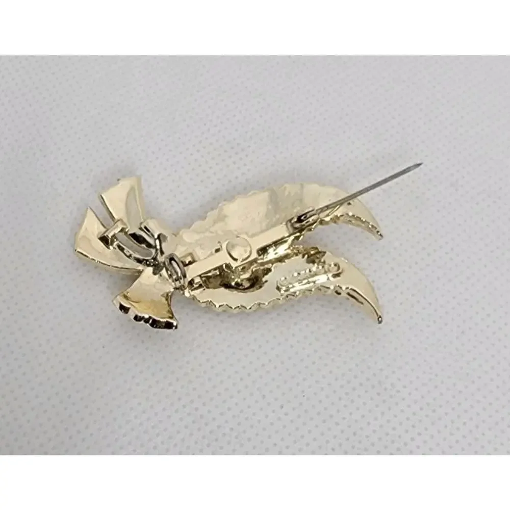 Vintage GERRY'S Signed Gold Tone Leaf Leaves Ribbon Brooch‎ Retro Fall Autumn